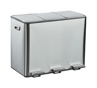 Relaxdays Cubo basura cocina triple, 3 x 15 l negro,plata
