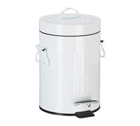 Relaxdays Cubo Basura Cocina y Baño con Pedal de Estilo Vintage, Metal, Blanco, 3 L