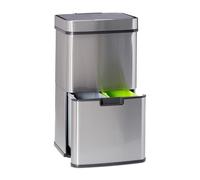 Relaxdays Cubo Basura Reciclaje con Sensor, Acero Inoxidable, Plateado, 74.5 x 42 x 31.5 cm