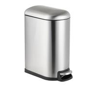 Relaxdays Cubo de basura, 10 litros, con cierre suave, cubo interior extraíble, con tapa, plateado