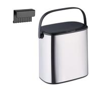 Relaxdays Cubo de Basura, 5 L, Papelera Colgante para Cosméticos, Basurero Pequeño de Baño con Tapa y Asa, Cocina, Plata