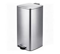 Relaxdays cubo de basura, 60 litros, plateado | Cubo interior extraíble, pedal, cierre soft-close