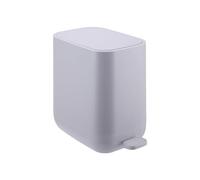 Relaxdays Cubo de basura, 7 l, cubeta extraíble, cierre suave, plástico mate, pedal, estrecho, gris oscuro