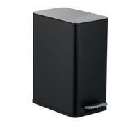 Relaxdays Cubo de Basura Baño, 10 litros, Papelera Rectangular, Tapa con Cierre Suave, Acero Inoxidable en Mate, Negro, 90% Hierro 10% plástico, 38 x 18,5 x 28 cm