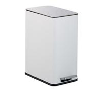 Relaxdays Cubo de Basura Baño, 10 litros, Papelera Rectangular, Tapa con Cierre Suave, Acero Inoxidable en Mate, Blanco