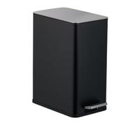 Relaxdays Cubo de Basura Baño, 10 litros, Papelera Rectangular, Tapa con Cierre Suave, Acero Inoxidable en Mate, Negro, 90% Hierro 10% plástico, 38 x 18,5 x 28 cm