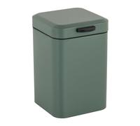 Relaxdays Cubo de Basura Baño 3 L, Papelera Aseo Cierre Suave, Bote Cuadrado Acero y Plástico, 24x16x22 cm, Verde Oscuro