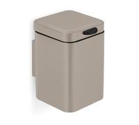 Relaxdays Cubo de Basura Baño 3 litros, Papelera Aseo Cierre Suave, Bote Cuadrado Acero y Plástico, 24x16x22 cm, Beige