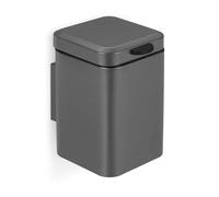 Relaxdays Cubo de Basura Baño 3 litros, Papelera Aseo Cierre Suave, Bote Cuadrado Acero y Plástico, 24x16x22 cm, Gris