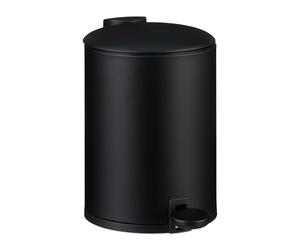 Relaxdays Cubo de Basura Baño 3 Litros, Papelera Redonda, Tapa con Cierre Suave, Acabado Mate, Interior Extraíble, Negro