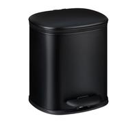 Relaxdays Cubo de Basura Baño 5 litros, Papelera con Tapa, Acabado Mate, con Pedal, 2 Cubos Interiores Extraíbles, Negro, Hierro, 5 l