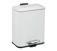 Relaxdays Cubo de Basura Baño 5 litros, Papelera con Tapa, Acabado Mate, con Pedal, Cubo Extraíble, Blanco