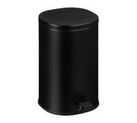 Relaxdays Cubo de Basura Baño 5 Litros, Papelera con Tapa, Acabado Mate, con Pedal, Cubo Interior Extraíble, Negro