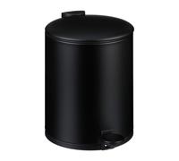 Relaxdays Cubo de Basura Baño 5 Litros, Papelera con Tapa, Acabado Mate, con Pedal, Interior Extraíble, Negro