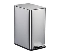 Relaxdays Cubo de Basura Baño, 5 litros, Papelera Rectangular, Tapa con Cierre Suave, Acero Inoxidable en Mate, Plata