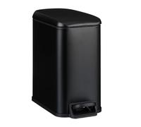 Relaxdays Cubo de Basura Baño 5 litros, Papelera Tapa con Cierre Suave, Acabado Mate, con Pedal, Negro, Hierro, 27 x 14 x 29 cm