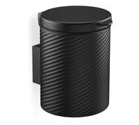 Relaxdays Cubo de Basura Baño 5 litros Pared, Mecanismo Cierre Automático, Papelera, Metal, Papelera WC Redonda, Negra