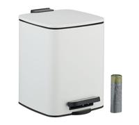 Relaxdays Cubo de basura baño 6 L cuadrado blanco,negro