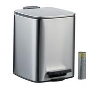 Relaxdays Cubo de basura baño 6 L cuadrado negro,plata