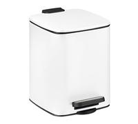 Relaxdays Cubo de Basura Baño 6 litros, Papelera con Tapa, Bote Interior Extraíble y Soporte de Bolsas, Cuadrado, Blanco