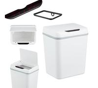 Relaxdays Cubo de Basura Baño, con Sensor, 9 L, Tapa Eléctrica, Soporte Bolsas, Papelera Automática, Plástico, Blanco