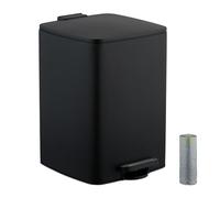 Relaxdays Cubo de Basura Cocina, 20 litros, Papelera Interior Extraíble, con Pedal y Bolsas, Basurero, Hierro, Negro, 30% plástico 70%