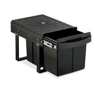 Relaxdays Cubo de Basura Cocina, 3 Espacios, 15L y 2X 8L, 34,6x34x51,8cm, Extraíble, Papelera Reciclaje Fregadero, Negro, Acero, Plástico, 1 x 15 L y 2 x 8 L