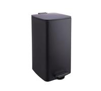 Relaxdays Cubo de basura cocina, 30 L, cierre suave, cubo interior extraíble, metal mate, pedal rectangular, negro