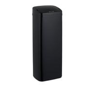 Relaxdays Cubo de Basura Cocina con Sensor, 50 litros, Tapa Eléctrica, Soporte Bolsas, Papelera Automática, Negro, Plástico, Acero