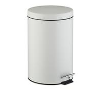 Relaxdays 20 litros Cubo Basura Cocina, Papelera Redonda, con Tapa, Pedal, Interior Extraíble, Acabado en Mate, Blanco, Acero