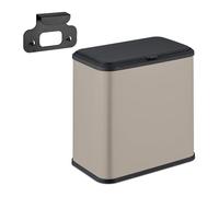 Relaxdays Cubo de Basura Colgante, 5 litros, Cuadrado, Papelera Interior, Basurero Cocina y Baño, Metal, Plástico, Beige, 20% 60% Hierro, 5 L