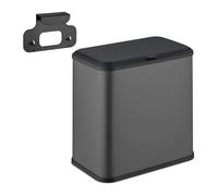 Relaxdays Cubo de Basura Colgante, 5 litros, Cuadrado, Papelera Interior, Basurero Cocina y Baño, Metal, Plástico, Gris, 20% 60% Hierro, 5 L