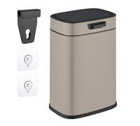 Relaxdays Cubo de Basura Colgante, 5 litros, para Montaje en Pared Papelera Interior, Basurero Cocina, Baño, Beige, 29x21x18 cm