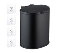 Relaxdays Cubo de Basura Colgante, 9 L, Cierre Automático, Papelera Interior Extraíble, Montaje Pared, Basurero, Negro, 32 x 28 x 25 cm
