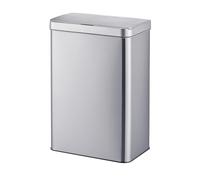 Relaxdays cubo de basura con sensor, 60 L, tapa automática, soporte para bolsas, acero inoxidable, para cocina, plateado