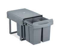 Relaxdays Cubo de Basura 4 Compartimentos, Papelera Cocina Extraíble Bajo Fregadero, 4x 8 L, 34,6 x 34 x 51,8 cm, Gris