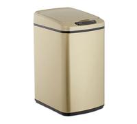 Relaxdays Cubo de basura, Sensor de apertura, Contenedor rectangular, Para baño & cocina, 12 L, 1 Ud., Dorado