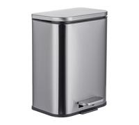 Relaxdays Cubo de Basura de Acero Inoxidable 5L, Pedal, Cierre Suave, Anti-Huellas, Interior extraíble, Plateado 27x21x1