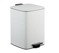 Relaxdays Cubo de Basura Cocina, 20 litros, Papelera Interior Extraíble, con Pedal y Bolsas, Basurero, Hierro, Blanco, 30% plástico 70%
