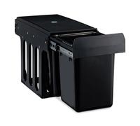 Relaxdays Cubo de Basura 2 Compartimentos, Papelera Cocina Extraíble Bajo Fregadero, 2x8 Litros, 35,5 x 25 x 47cm, Negro