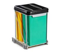 Cubo de basura empotrado Relaxdays, 2 compartimentos, extensible, cubo de cocina, 8 l, tapa, 39,5x30x25,5 cm, negro