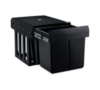 Relaxdays Cubo de Basura 2 Compartimentos, Papelera Cocina Extraíble Bajo Fregadero, 2x15 L, 35,1 x 34,3 x 48 cm, Negro