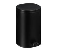 Relaxdays Cubo de Basura Baño 5 Litros, Papelera con Tapa, Acabado Mate, con Pedal, Cubo Interior Extraíble, Negro