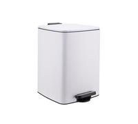 Relaxdays Cubo de Basura para Cocina 20 l, Cierre Suave, Interior extraíble, Metal Mate, Pedal Cuadrado, Blanco, 40x29x3