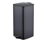 Relaxdays cubo de basura para cocina, 30 L, cierre suave, negro | Cubo interior extraíble, metal mate, pedal cuadrado
