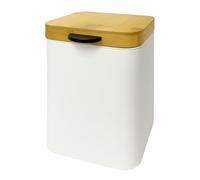 Relaxdays Cubo de Basura para Pared, 3 l, Cierre Suave, Cubo Interior, Metal, eckiger baño, Blanco/Natural