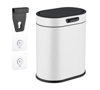 Relaxdays Cubo de Basura Pared, 5 L, para Colgar o Pegar, Papelera Interior Extraíble, Basurero Cocina, Baño, Blanco, 29,5x24x19,5 cm