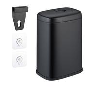 Relaxdays Cubo de Basura Pared, 5 litros, para Colgar o Pegar, Papelera Interior, Basurero Cocina, Baño, Negro, Hierro, 29 x 21.5 x 16.5 cm