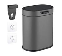 Relaxdays Cubo de Basura Pared, 5 litros, para Colgar o Pegar, Papelera Interior Extraíble, Basurero Cocina, Baño, Gris, 29,5x24x19,5 cm