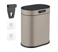 Relaxdays Cubo de Basura Pared, 5 litros, para Colgar o Pegar, Papelera Interior Extraíble, Basurero Cocina, Baño, Beige, 29,5x24x19,5 cm